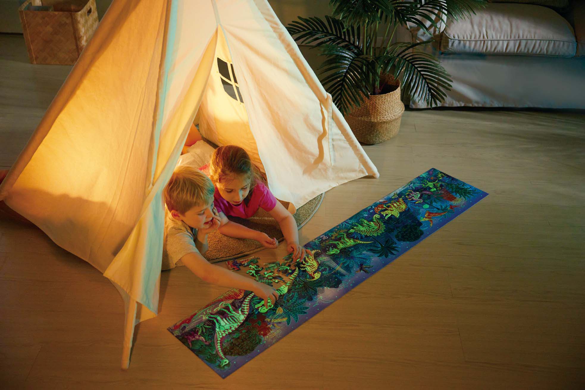 德國 Hape - 恐龍夜光拼圖-200pcs