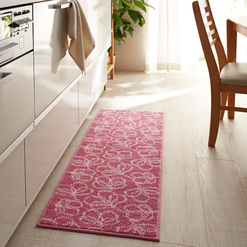 日本千趣會 - 北歐風 長條形腳踏墊(廚房/臥室)-龜背芋-灰黑