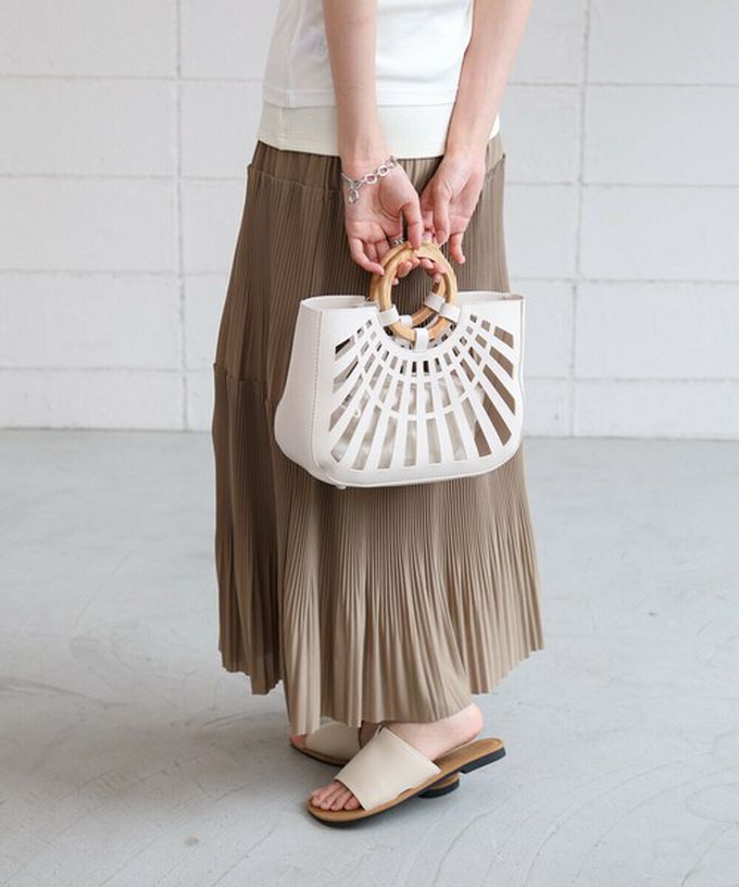 日本 Bab - 2way夏日竹柄鏤空手提/側背包-白