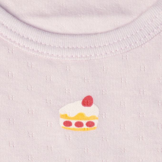 akachan honpo - 短袖圓領上衣2件組蓬鬆棉-芭蕾舞者&蛋糕-紫色