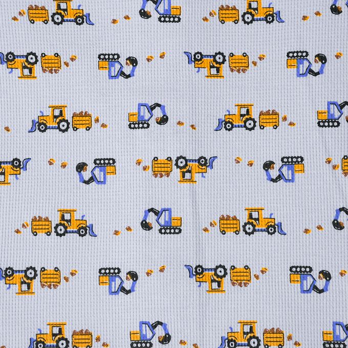 akachan honpo - 長袖家居服 穿衣練習前開式-拖拉機-淺藍色