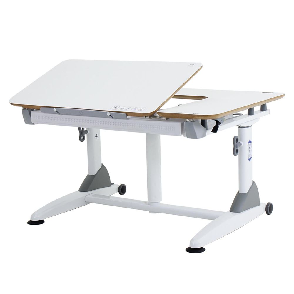 大將作 kid2youth - G6C+XS 兒童成長桌(MDF板材)-潔白/珍珠白-L型/桌寬100cm