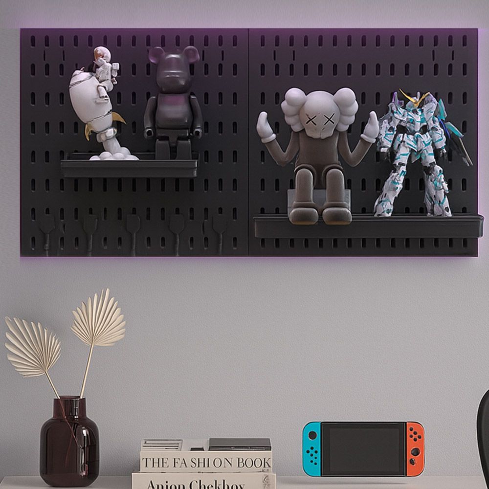 壁掛式洞洞板/多功能掛架/浴室廚房壁掛收納架/免打洞掛架 (黑色組合A款)