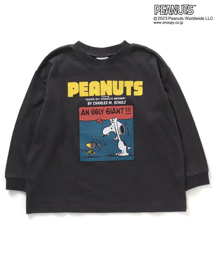 日本 BREEZE - SNOOPY聯名 前後漫畫印花長袖上衣-炭黑