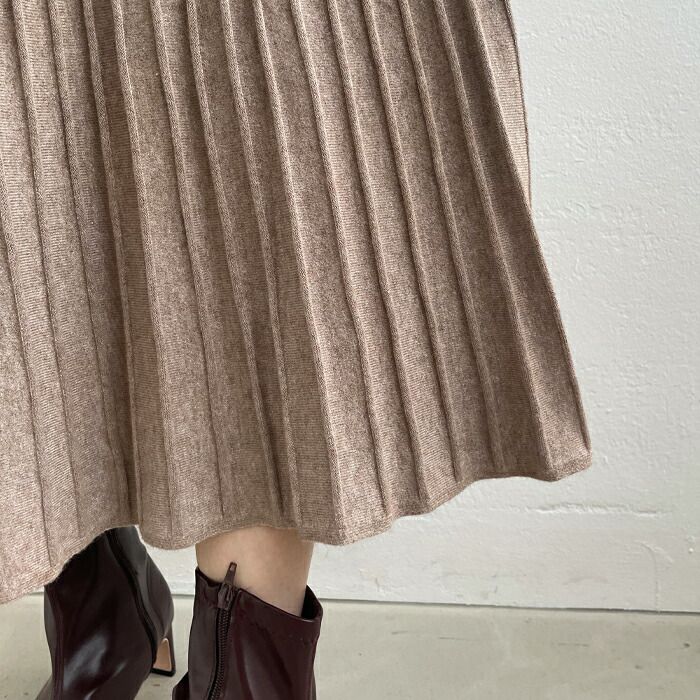 日本 ihuu - 百搭氣質針織百摺裙-灰