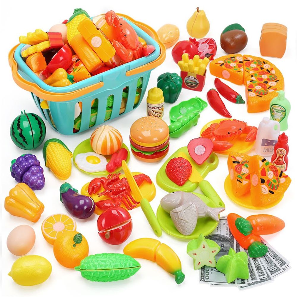 CuteStone - 兒童趣味購物提籃與切切樂27件套裝玩具