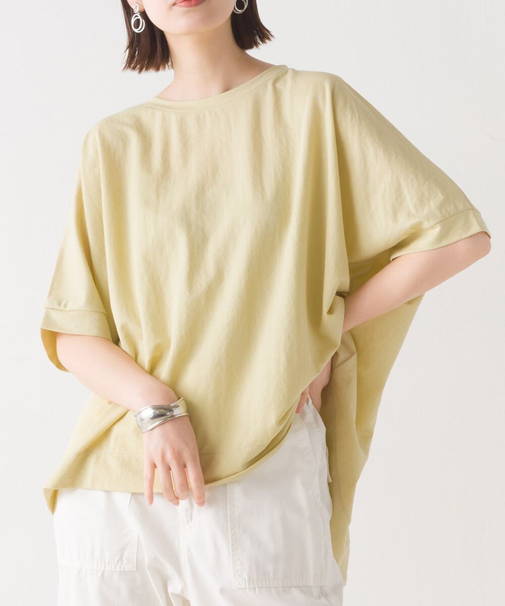 日本 OMNES - 涼感機能 嫘縈混落肩短袖上衣-白