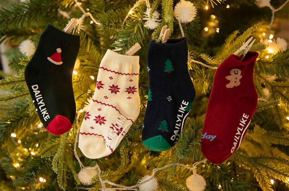 兒童襪子/中筒襪4入組-聖誕氛圍