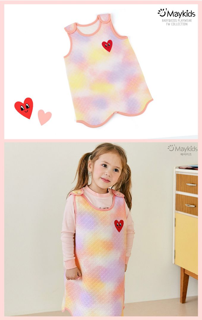 韓國 Maykids - 夢幻愛心保暖防踢被-桃色