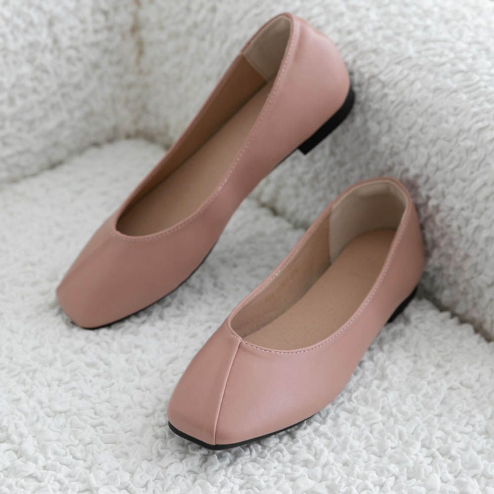 極簡摩登輕量軟底平底包鞋(1cm)-粉