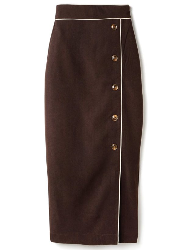 日本 GRL - 復古毛呢感修身鉛筆裙-淺米杏