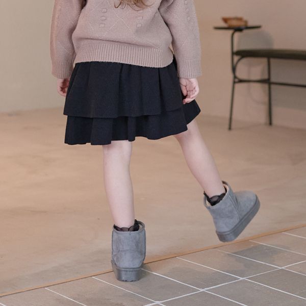 日本 Lycee mine - 蛋糕層次摺邊針織短裙-深卡其