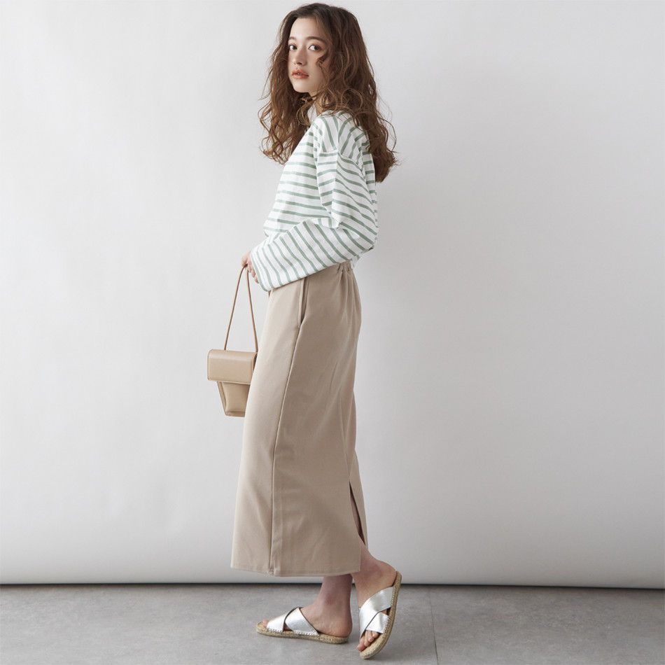 日本 Rejoule - V領橫條紋落肩短版薄外套-藍x白