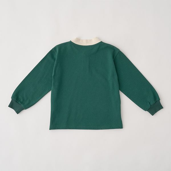 日本 b-ROOM - 運動風立領長袖Polo衫-深藍x棕