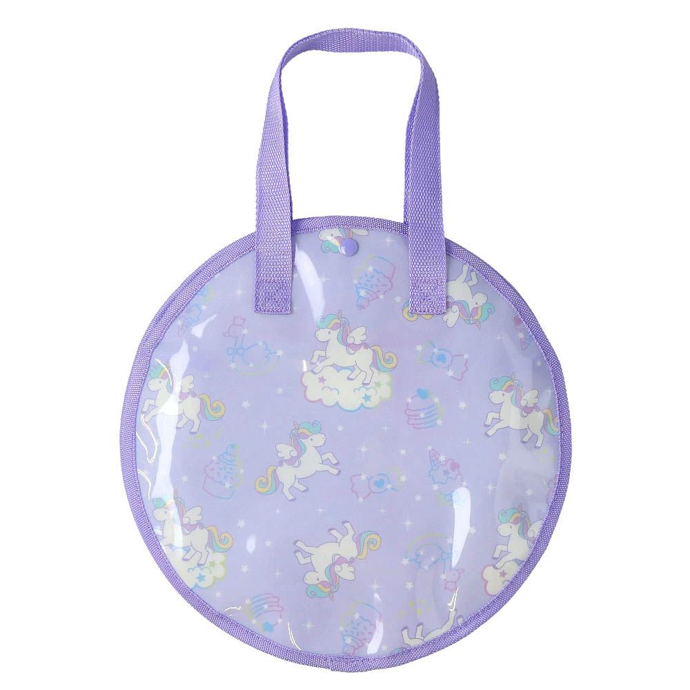夏日可愛圓形玩水/游泳包-獨角獸-薰衣草紫 (32x32cm)