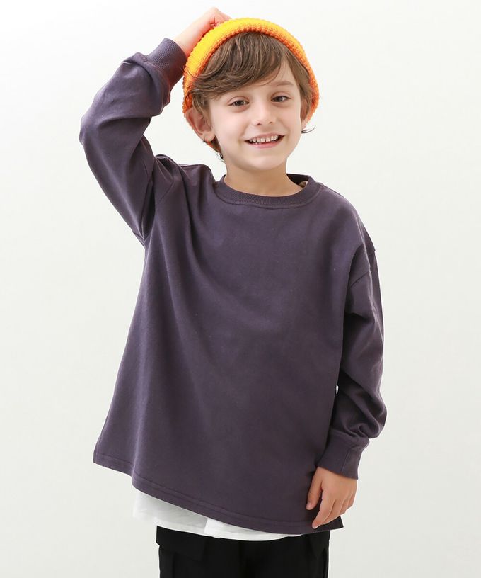 日本 devirock - 純棉耐洗百搭廓形長袖上衣-深灰紫