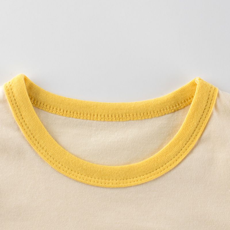 純棉短袖上衣-熊熊表情包-杏色