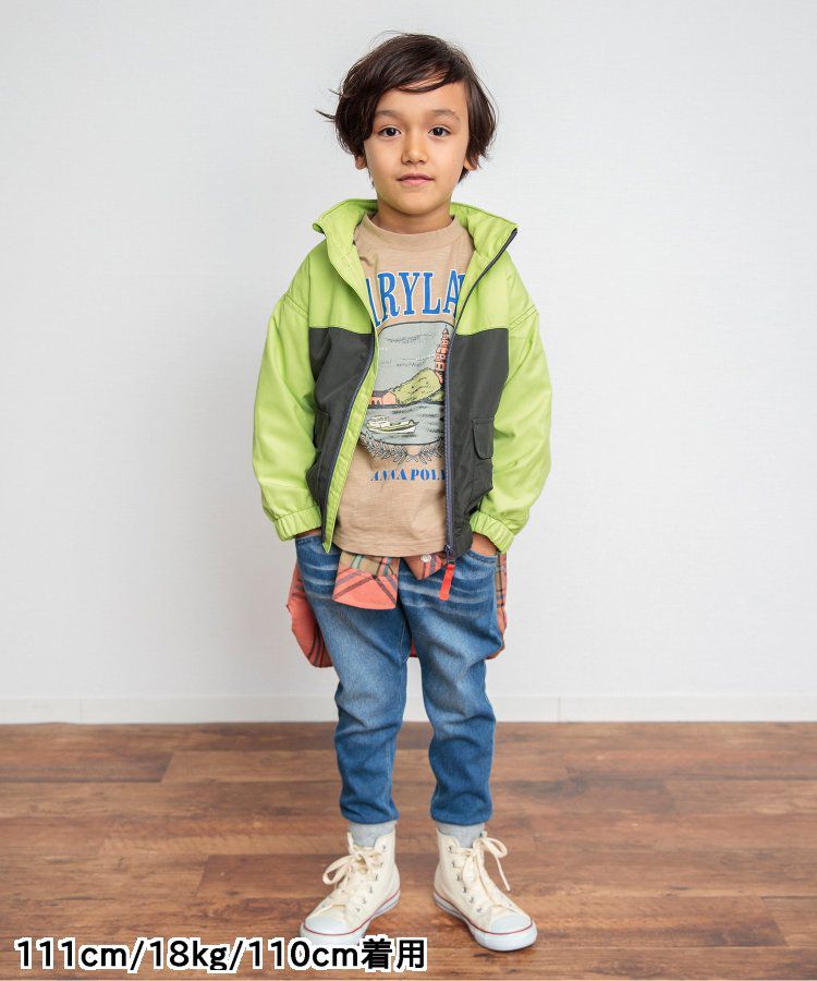 日本 BREEZE - 潑水加工 繽紛連帽防風外套-萊姆