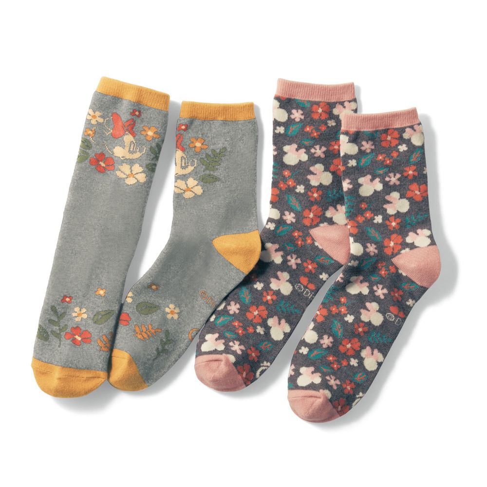 日本千趣會 - 迪士尼中筒襪兩件組-米妮花園 (23-25)