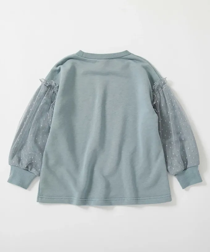 日本 devirock - 夢幻蕾絲拼接長袖上衣-藍