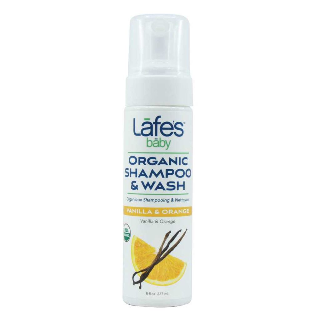 美國 Lafe's organic - 嬰兒洗髮沐浴慕絲-香草柑橘-237ml