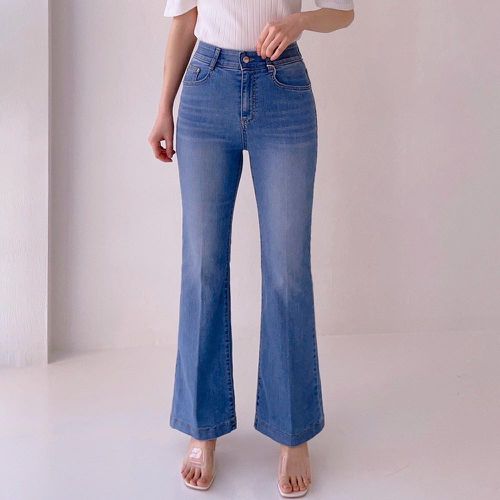 韓國女裝連線 - (涼感機能)彈性腰長腿小喇叭褲-中青