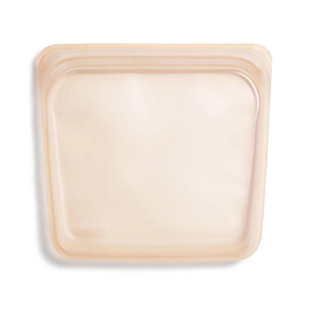 美國 Stasher - 食品級白金矽膠密封食物袋-Sandwich方形-蜜桃粉 (443ml)