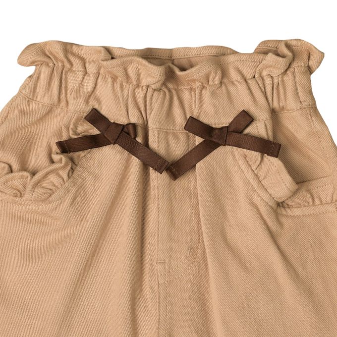 akachan honpo - 10分褲-口袋荷葉邊-淺卡其色