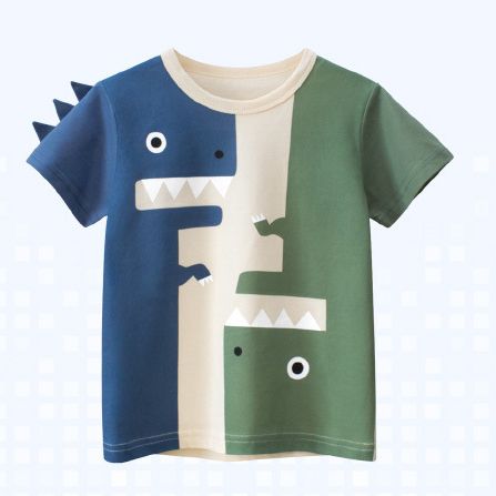 短袖棉T-顛倒恐龍-杏色