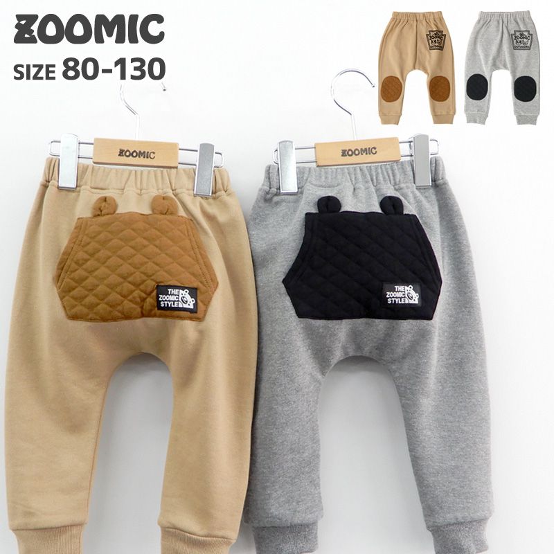 日本 ZOOLAND - 印花拼接長褲(裏毛)-屁屁口袋-灰