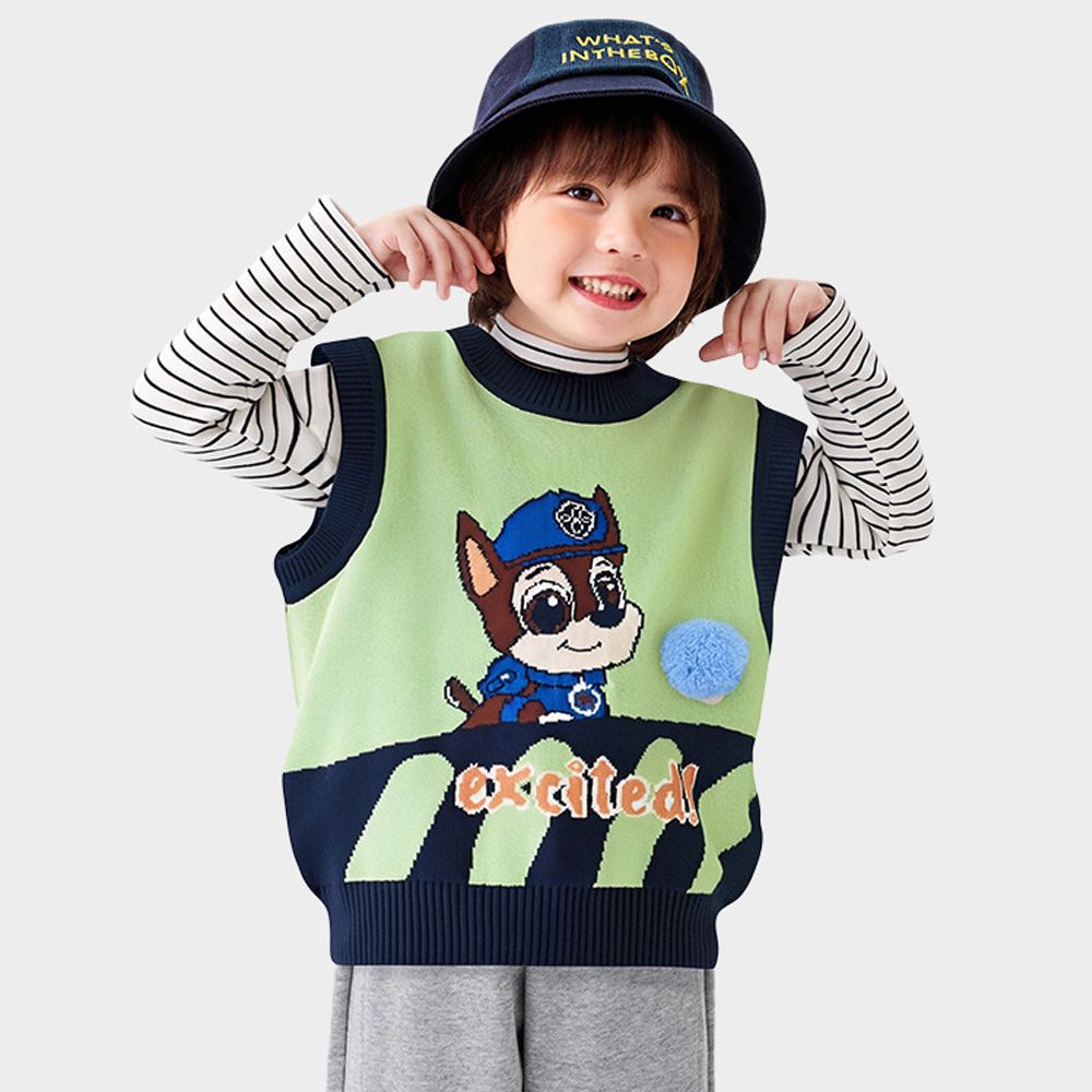 卡通汪汪隊純棉背心-卡通人物阿奇-綠色