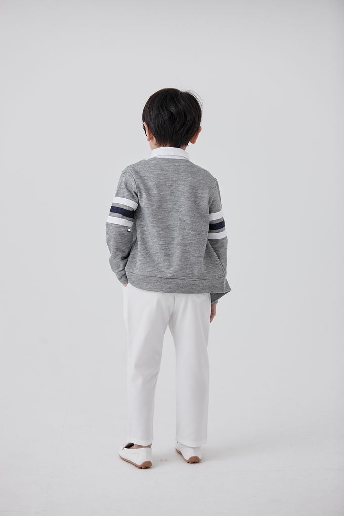 韓國 Coco Bang - 胸前品牌刺繡翻領長袖襯衫-白