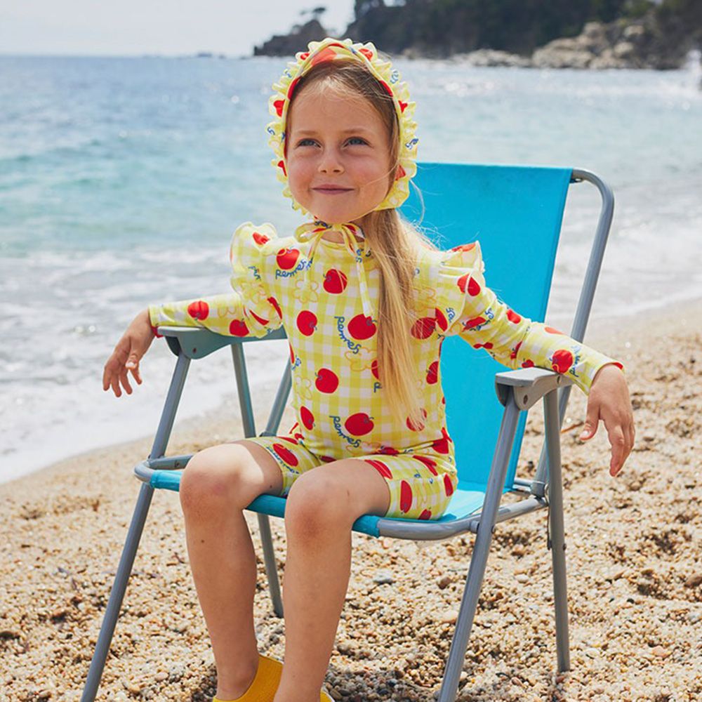 野餐蘋果兒童泳裝/泳帽Set