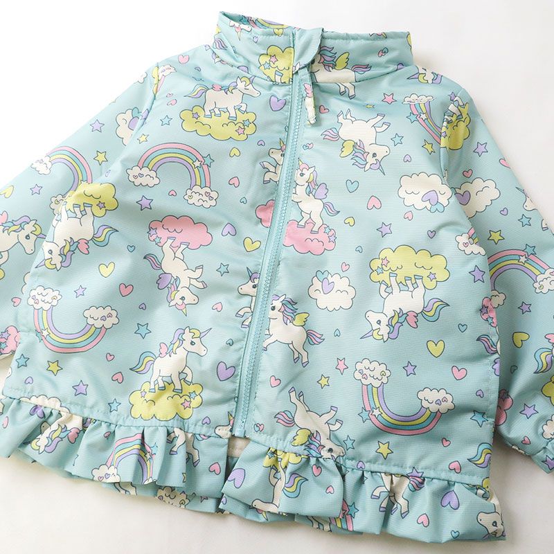 日本 ZOOLAND - 撥水加工 防風刷毛鋪棉外套-熊熊大集合-藍x卡其