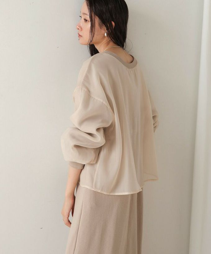 日本 Bab - [穿搭上手]薄紗層次運動風長袖洋裝-淺摩卡