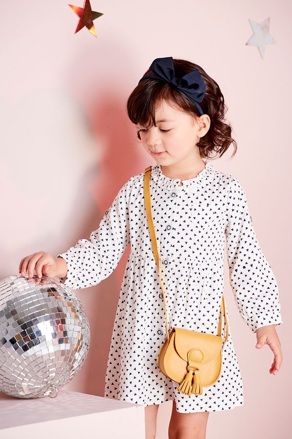 麗嬰房 Little moni - 甜美女孩襯衫洋裝-白色