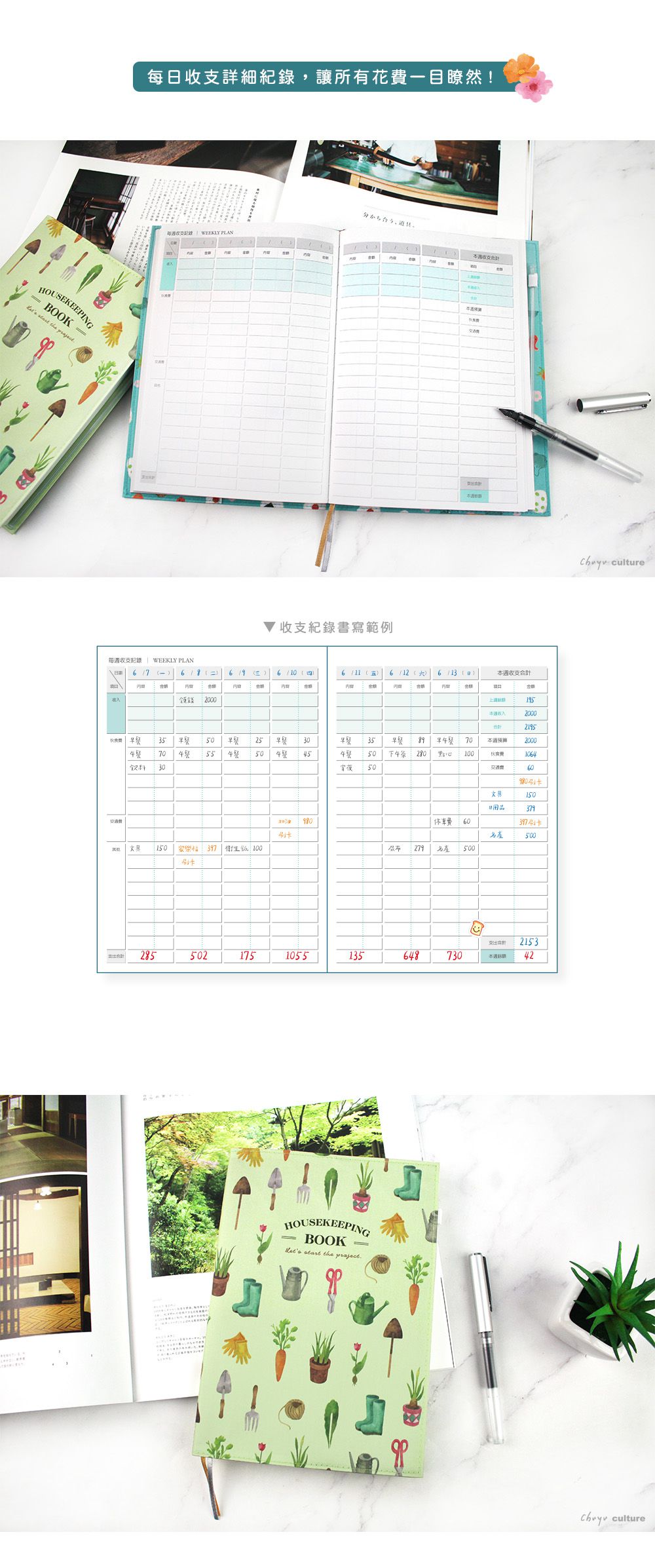 珠友 - A5/25K 絹布家計簿-附插卡式夾鏈袋-飯糰-一年份