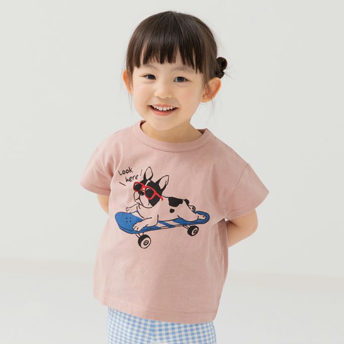 日本 Chil2 - 100%棉 印花柔軟短袖上衣-企鵝-亮橘