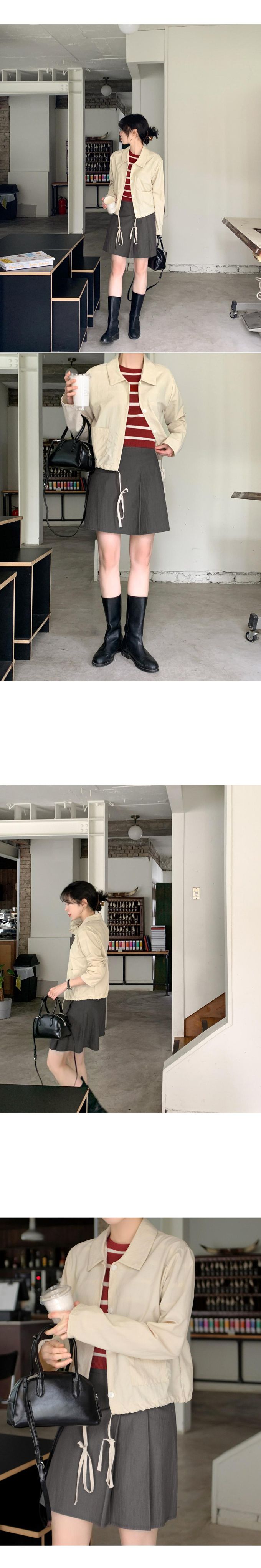 韓國 98doci - 短版綁帶排扣襯衫外套-白