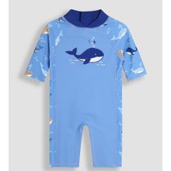 英國 JoJo Maman BeBe - 嬰幼兒/兒童連身式防曬泳裝-可愛鯨魚