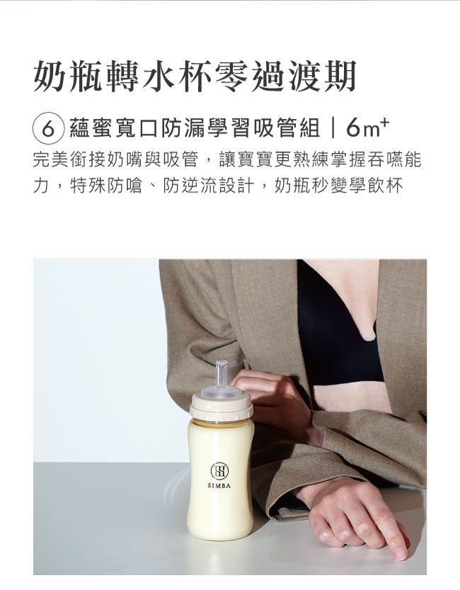 Simba 小獅王辛巴 - 蘊蜜寬口奶瓶防漏學習吸管組