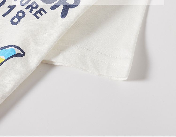 BE TOP - 純棉短袖上衣-迷彩紋身暴龍-米白色