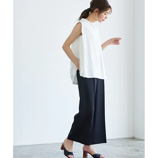 日本 Pierrot - 熱銷定番 打褶修身西裝寬褲-淺灰杏