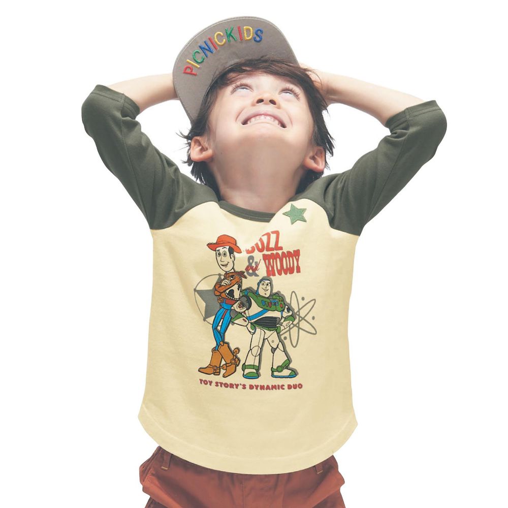 日本千趣會 - 迪士尼純棉七分袖上衣-玩具總動員-墨綠