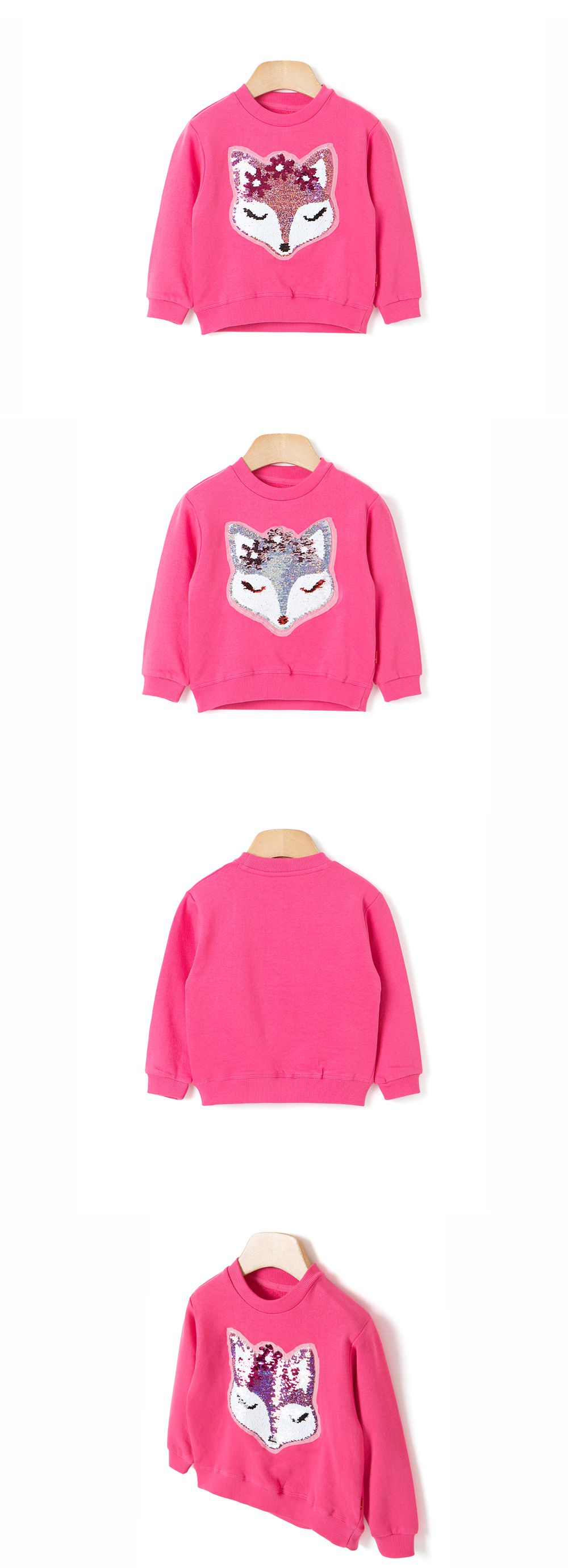 韓國 OZKIZ - 閃亮變色長袖大學T-狐狸