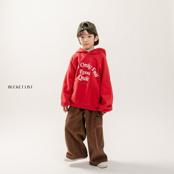 韓國 BUCKET LIST - (內磨毛)個性文字寬鬆連帽T-藍