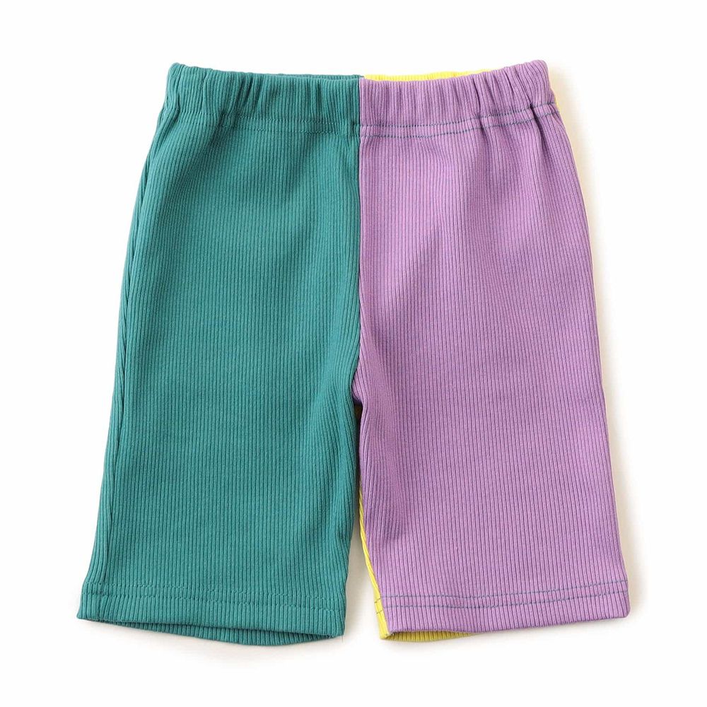 DAISUKI 百搭羅紋短褲-撞色-綠x紫x黃
