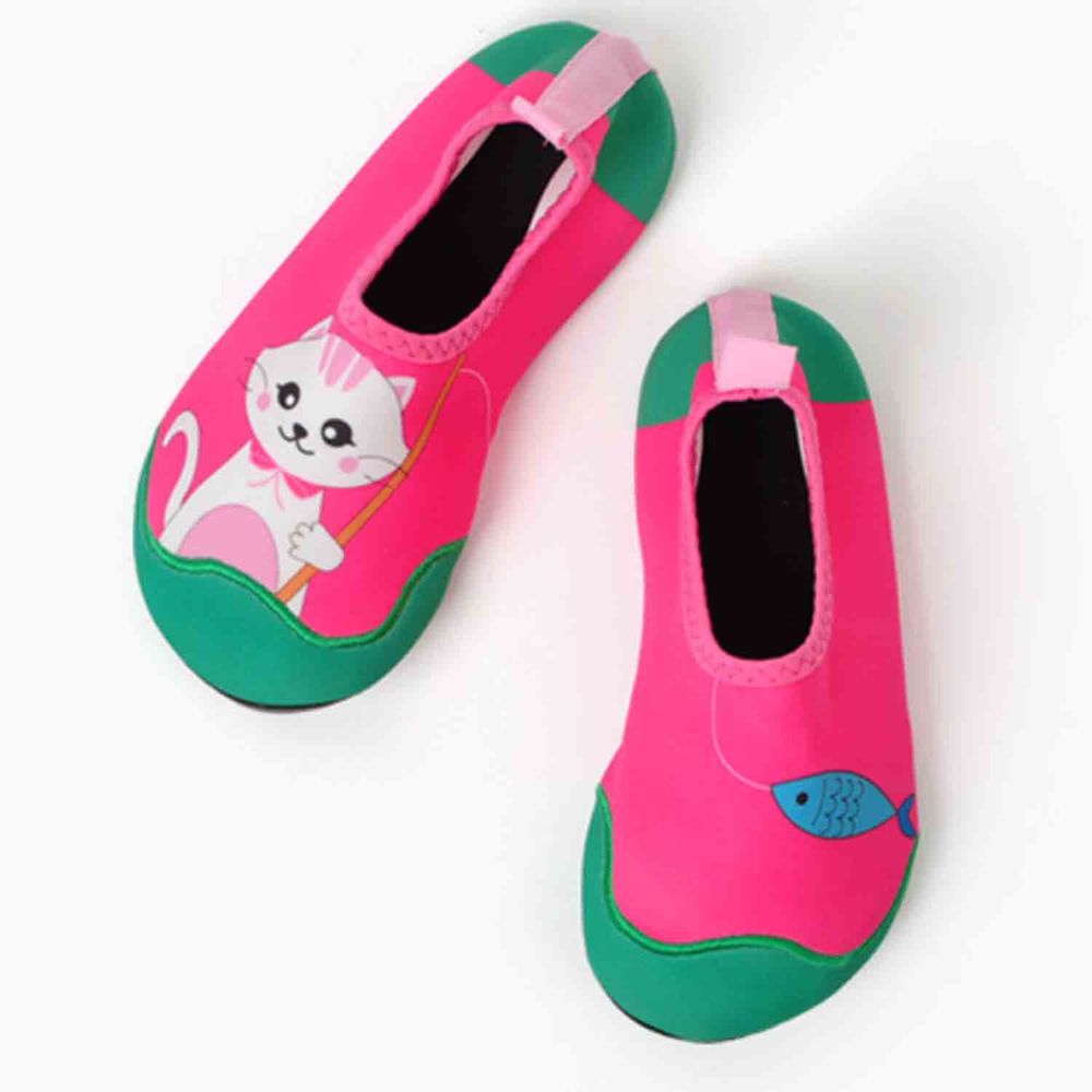 韓國 OZKIZ - 輕量/防滑兒童沙灘鞋/戲水鞋-粉紅貓咪