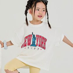 韓國 W.S.B. - NEW YORK純棉短袖上衣-白