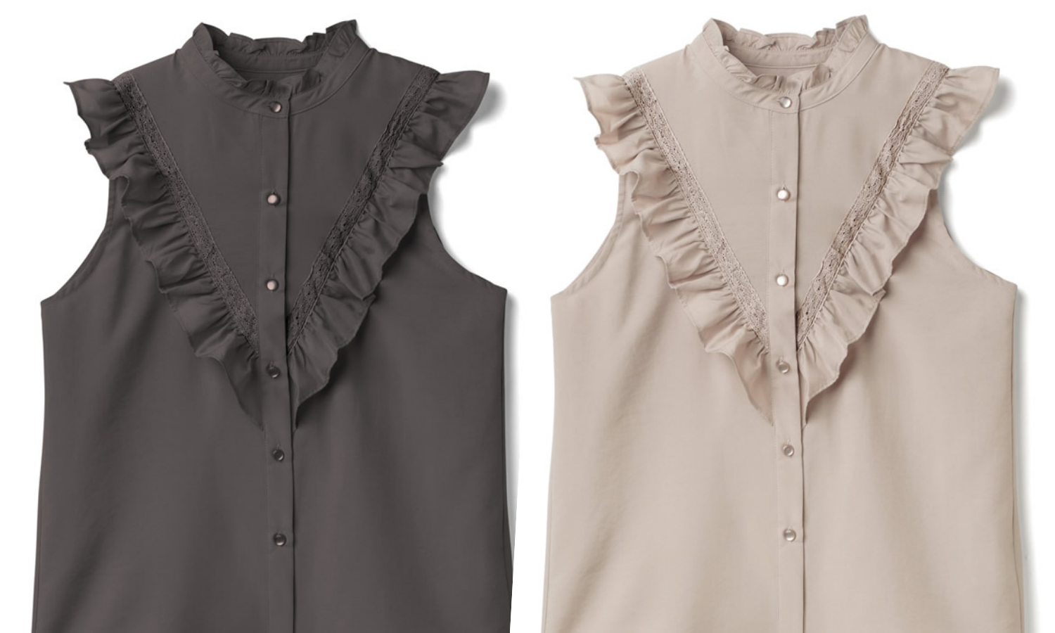 日本 GRL - V字荷葉邊無袖襯衫-天使白